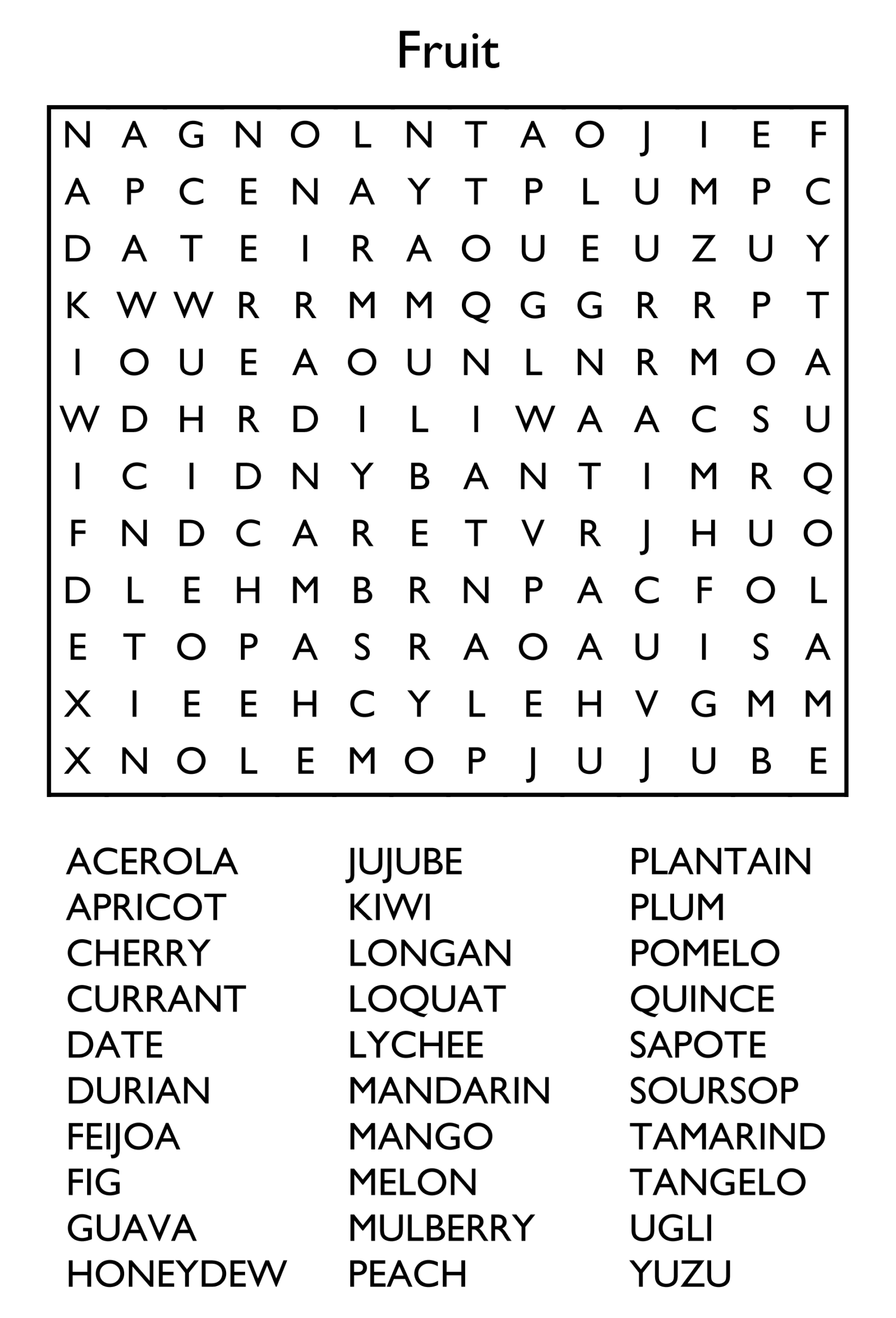 word finder puzzle printable