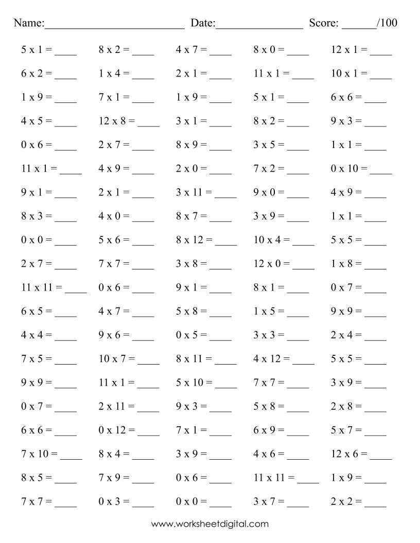 10 Printable Math Drills Multiplication Timetable 0 To 12 Practice Speed Counting PDF Made By Teachers 10 Printable Math Drills Multiplication Timetable 0 To 12 Practice Speed Counting PDF Made By Teachers