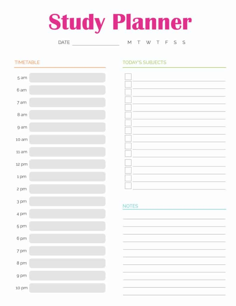 13 Page Student Planner Printable