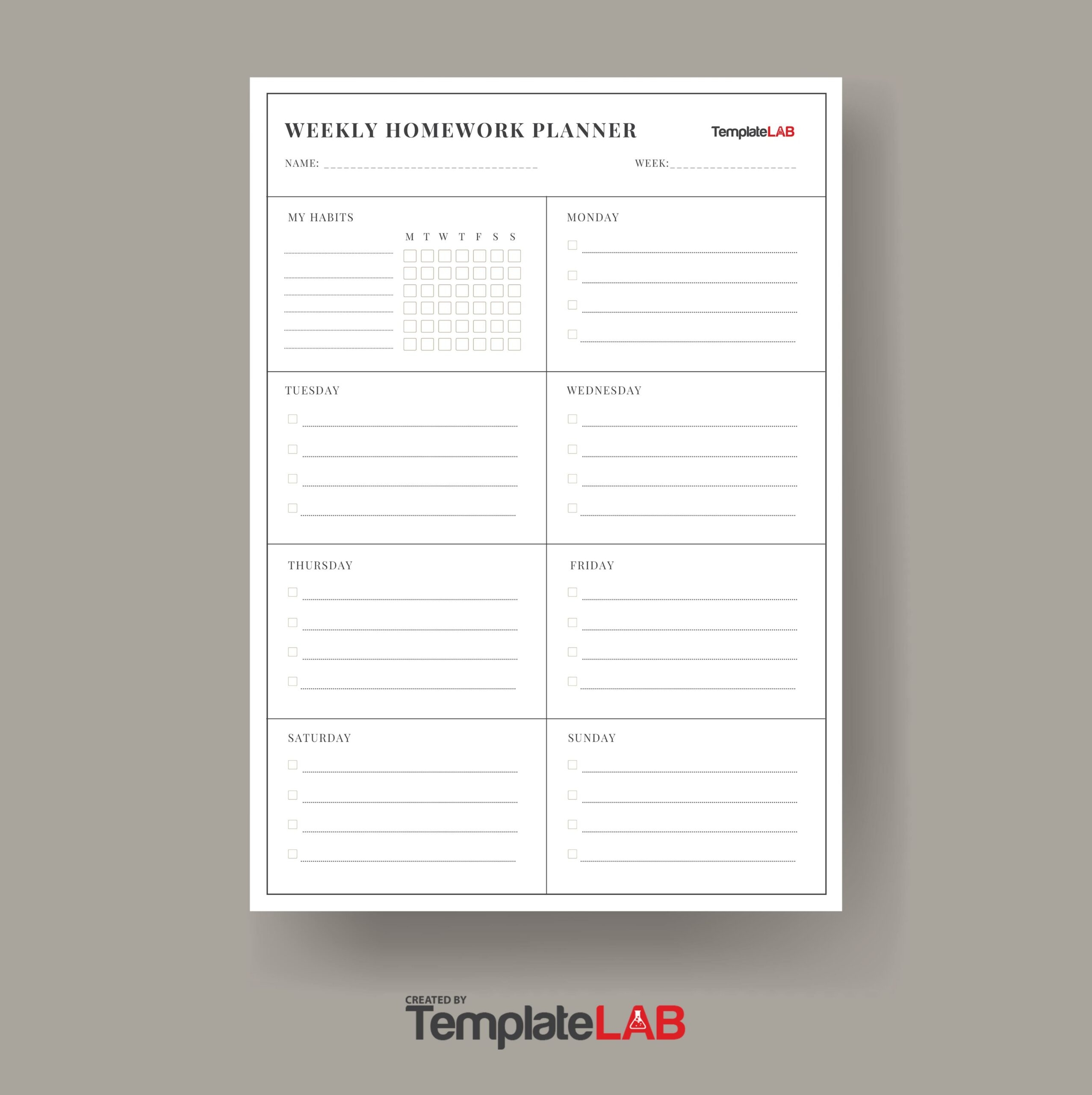 15 Printable Homework Planners PDF Word Excel TemplateLab 15 Printable Homework Planners PDF Word Excel TemplateLab