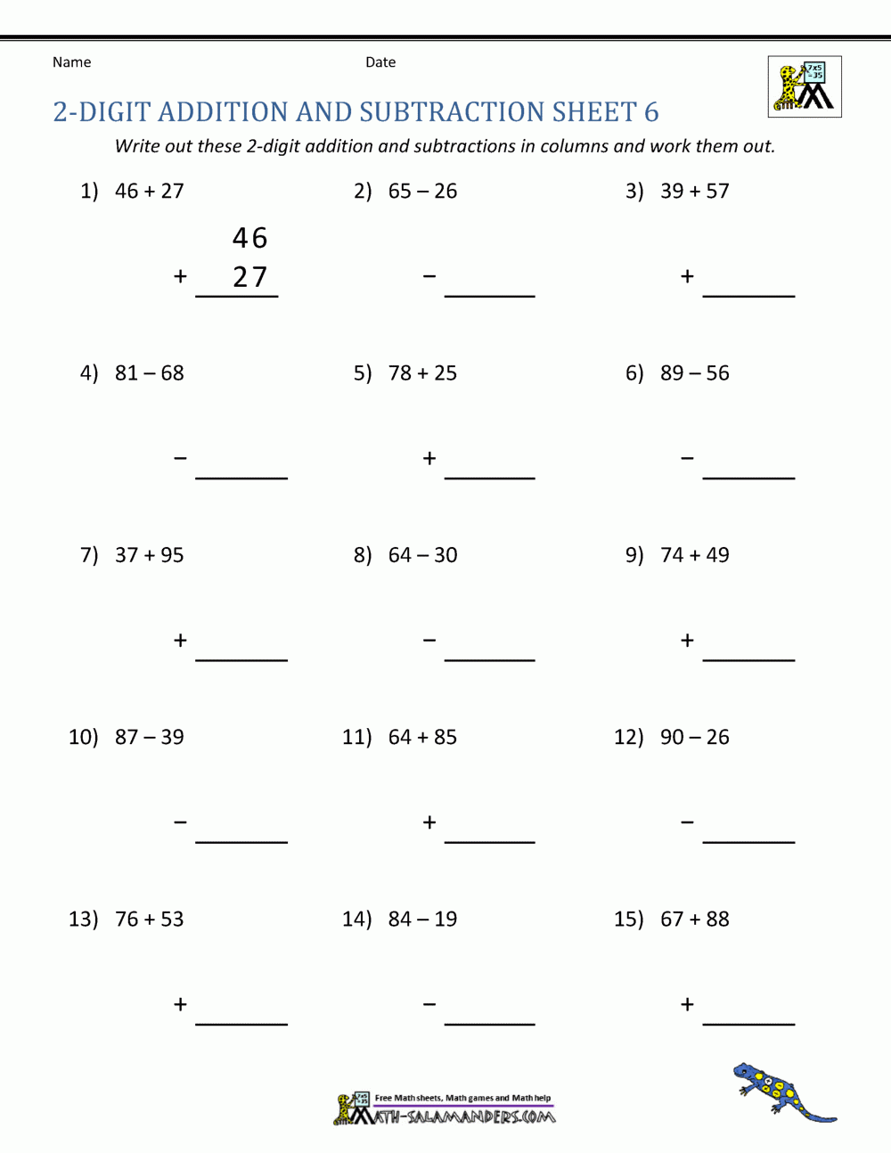 addition and subtraction worksheets