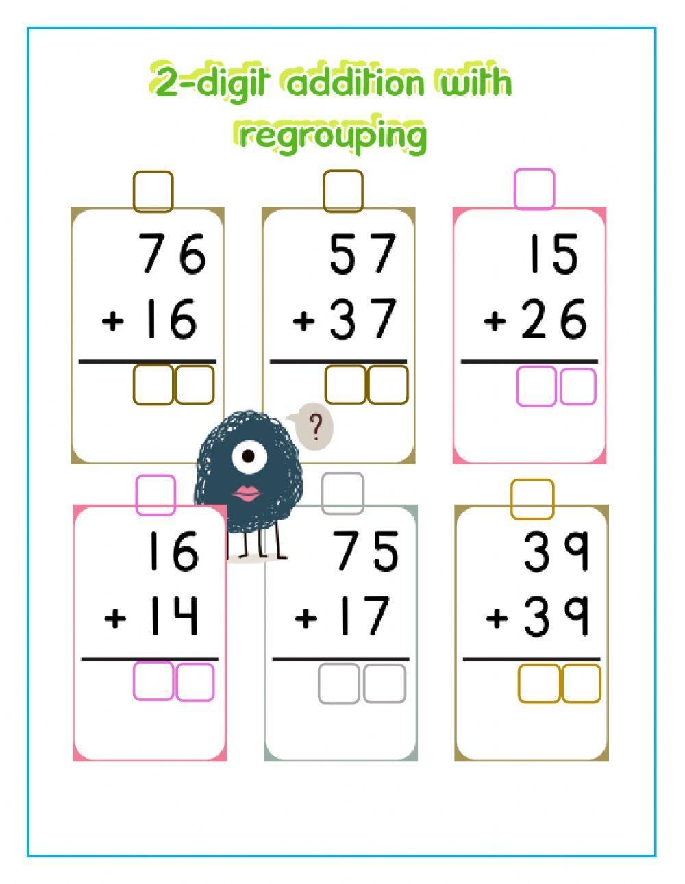 addition with regrouping worksheets
