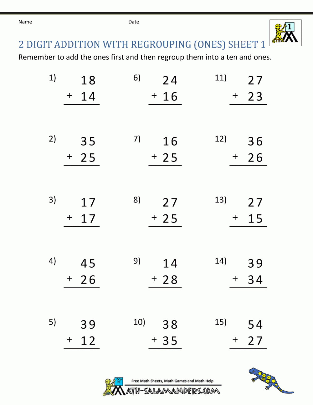 2 Digit Addition Worksheets