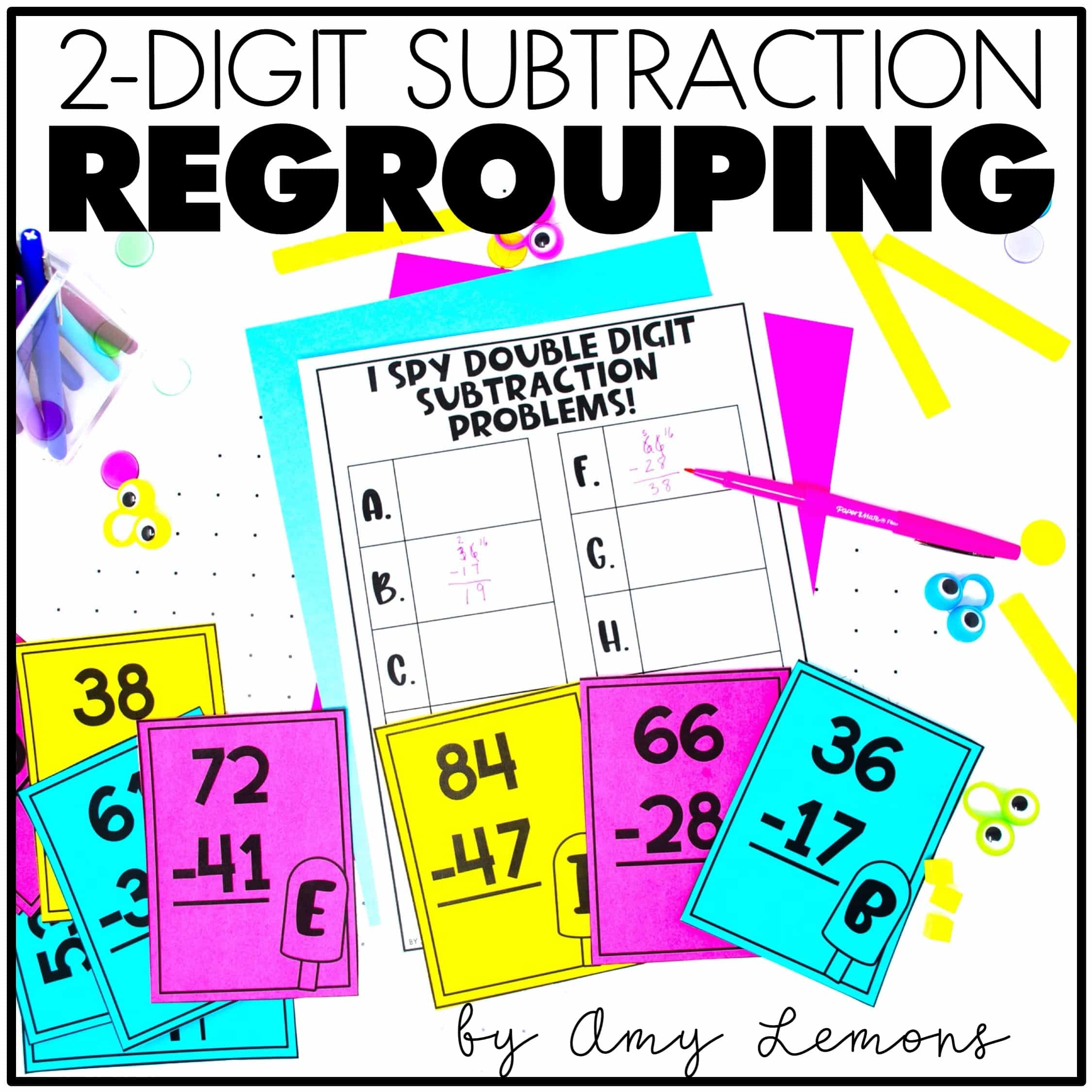 2 Digit Subtraction With Regrouping Amy Lemons