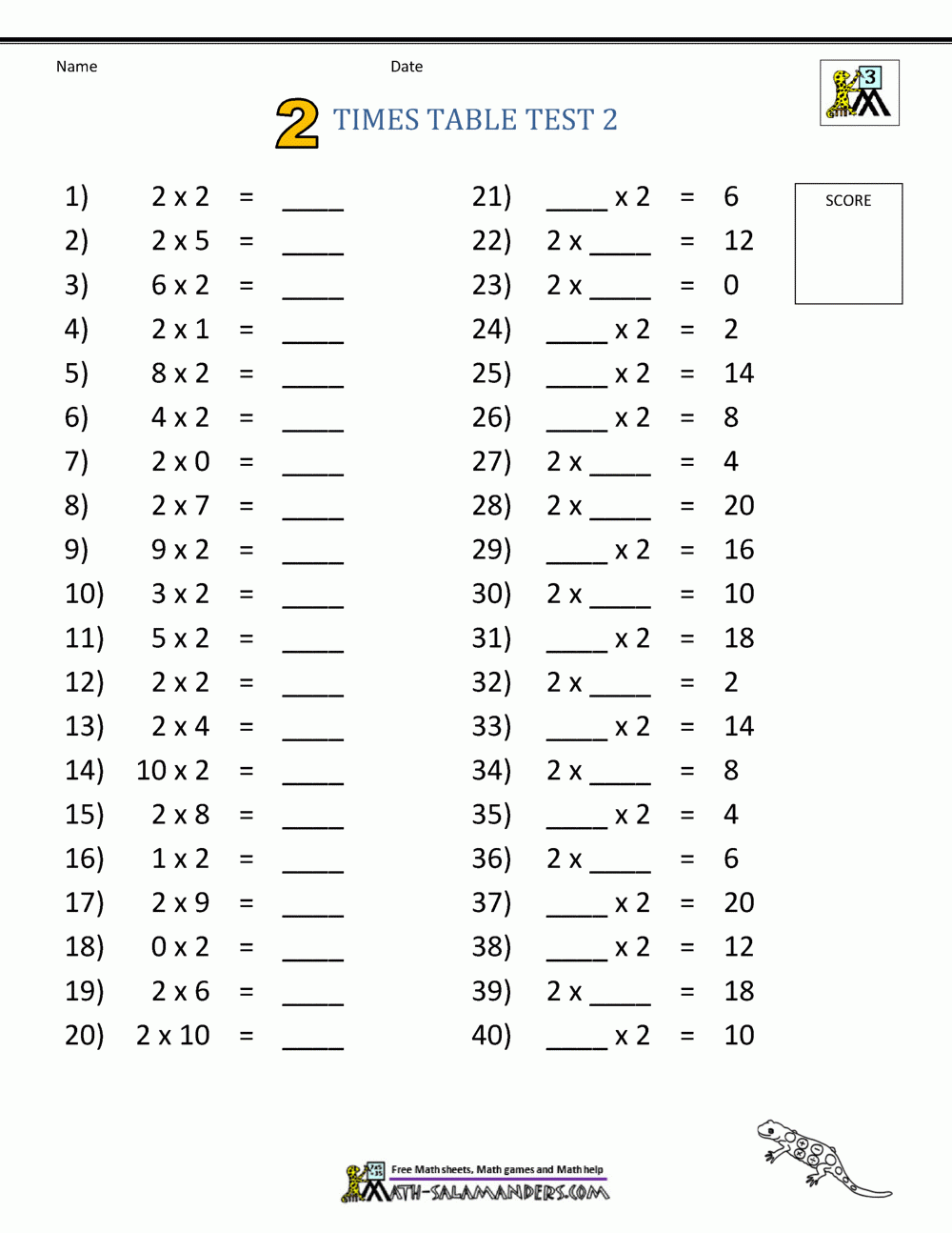 mathematics times tables worksheets