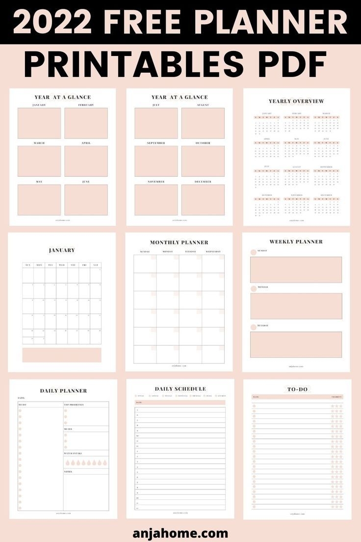 2022 Free Printable Planner Pdf incl Minimalist Monthly Calendars Weekly And Daily Schedule 