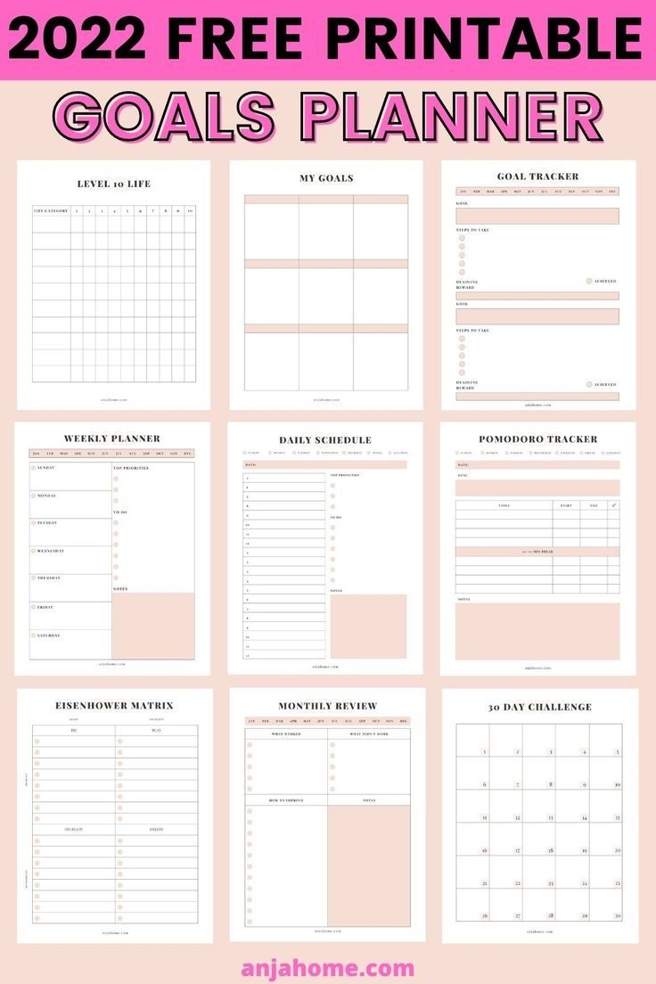 goal planner printable free