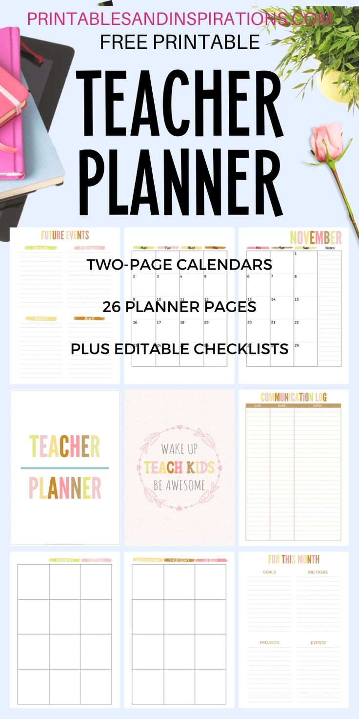 free teacher planner printables