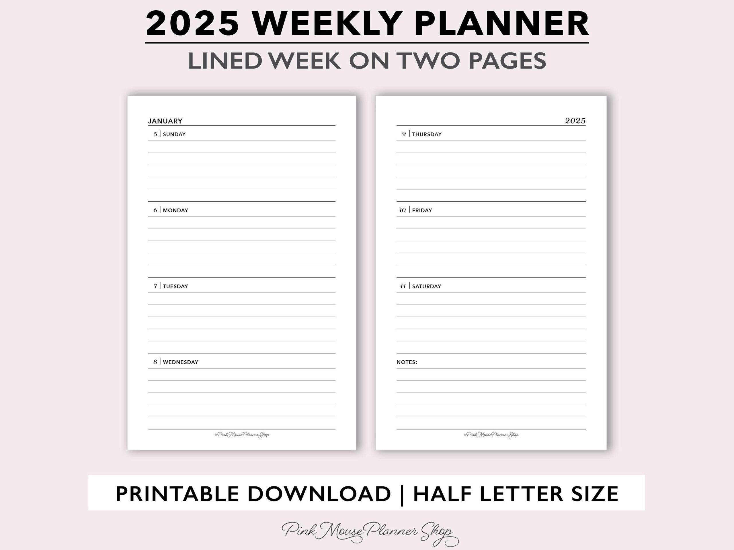 weekly planner 2025 printable