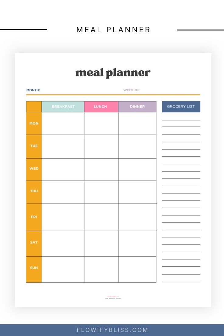 monthly meal planner printable