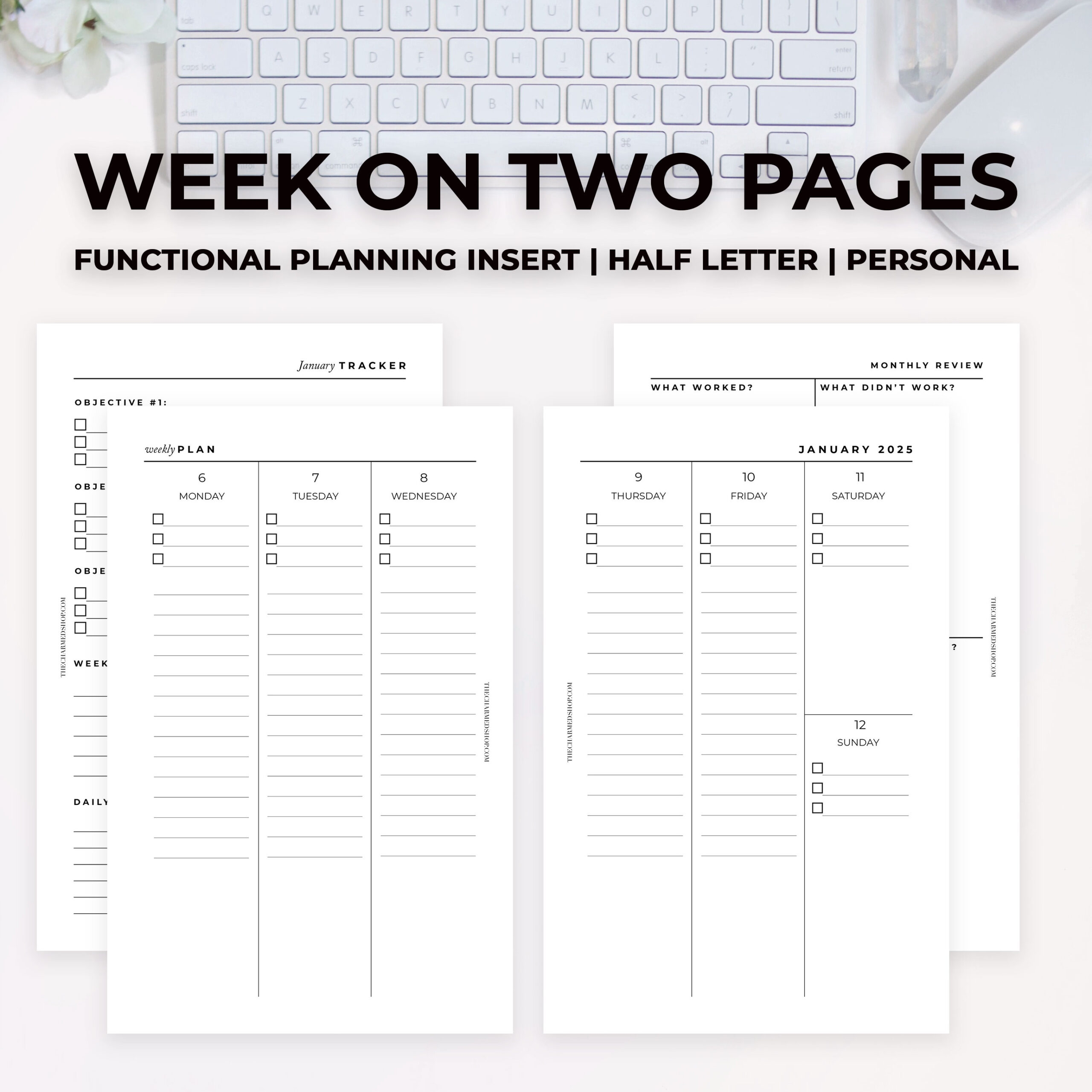 2025 Vertical Week On Two Pages Agenda Printable PDF The Charmed Shop