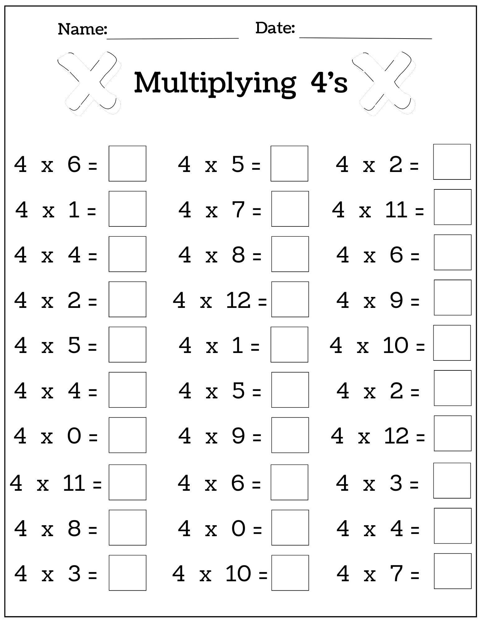 24 Printable Multiplication Worksheets Fill In The Blanks Single Digit Multiplication numbers 1 12 Etsy