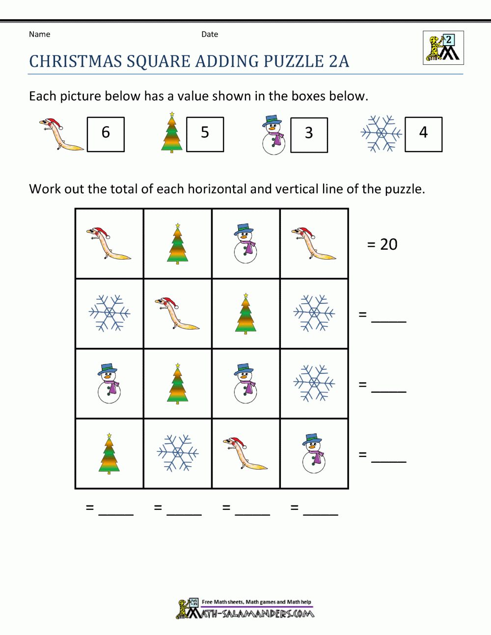 2nd Grade Christmas Math Worksheets