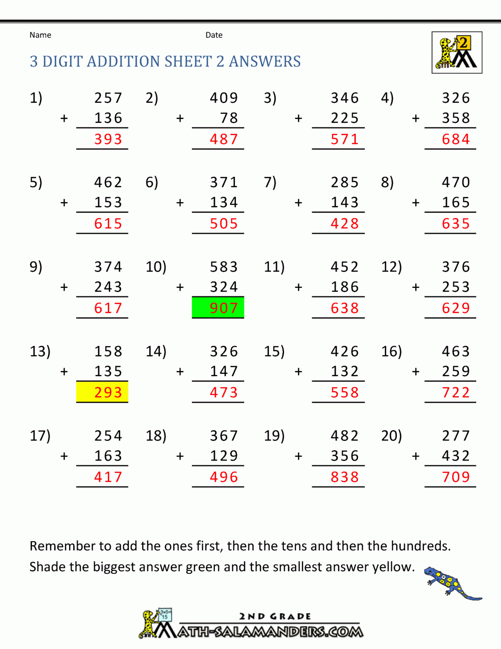 3 Digit Addition Regrouping Worksheets