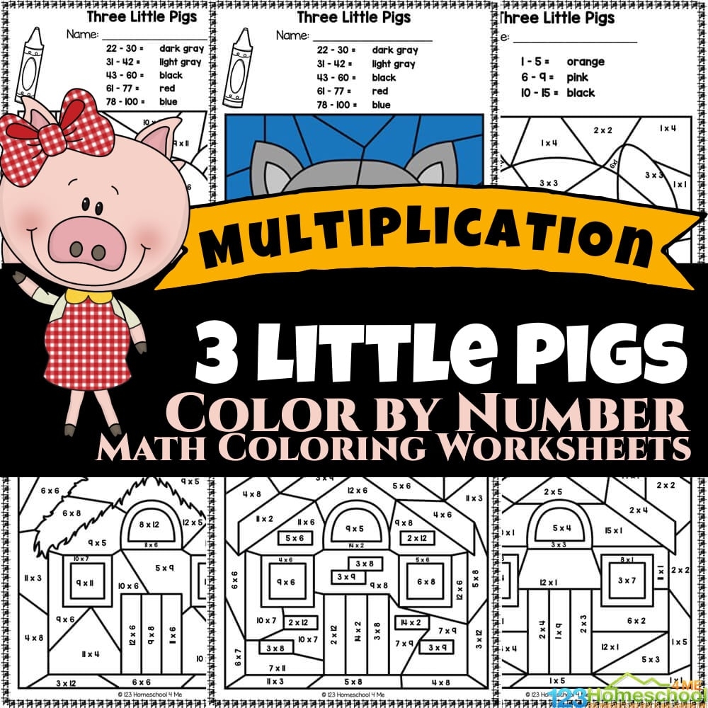 3 Little Pigs Coloring Pages Multiplication