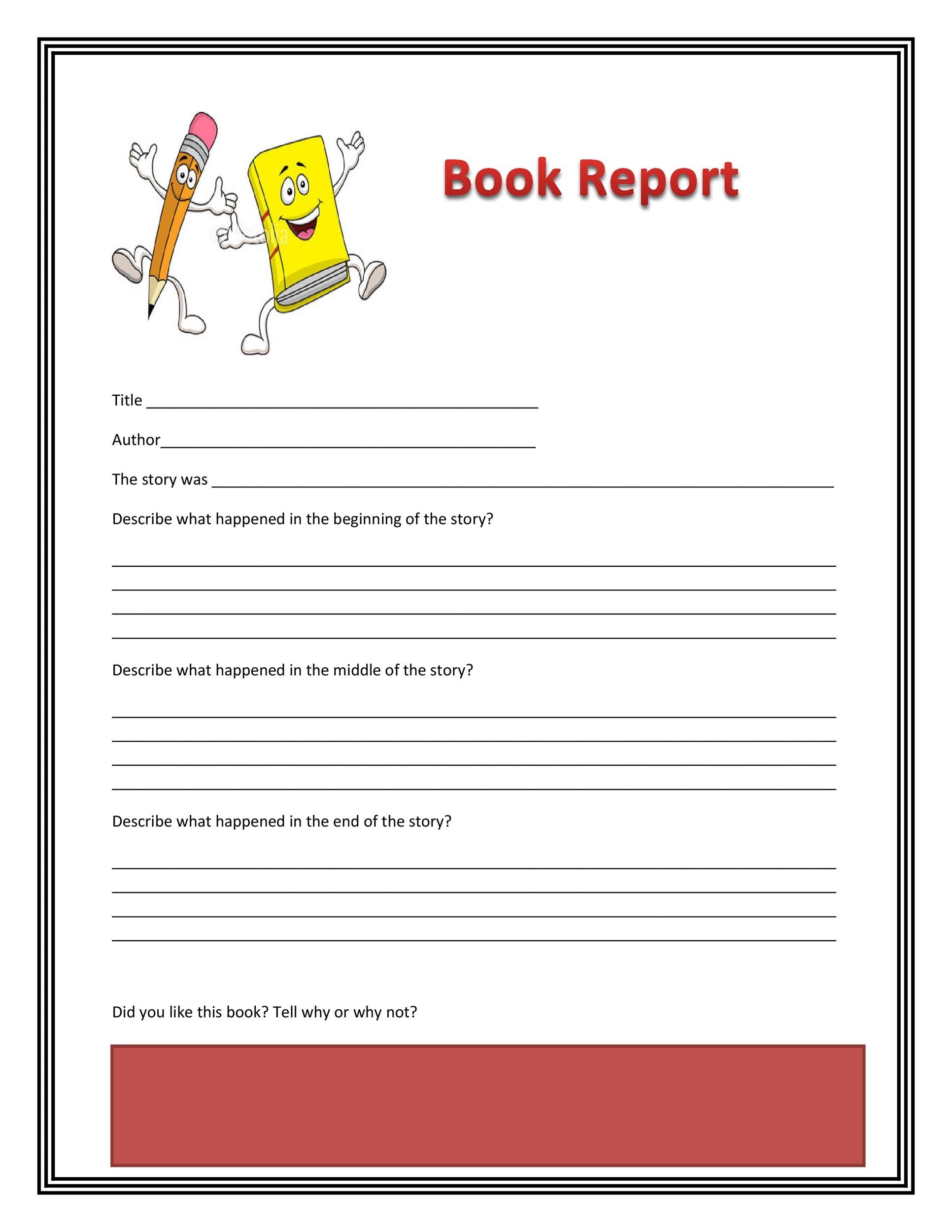 book report template printable