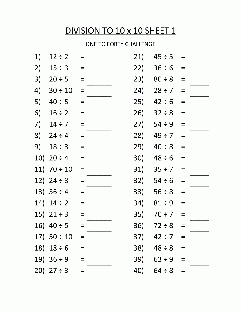 3rd grade division worksheets