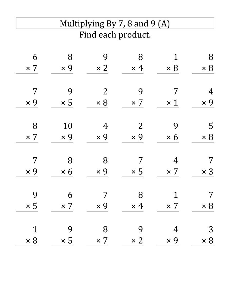 multiplication worksheets for third graders