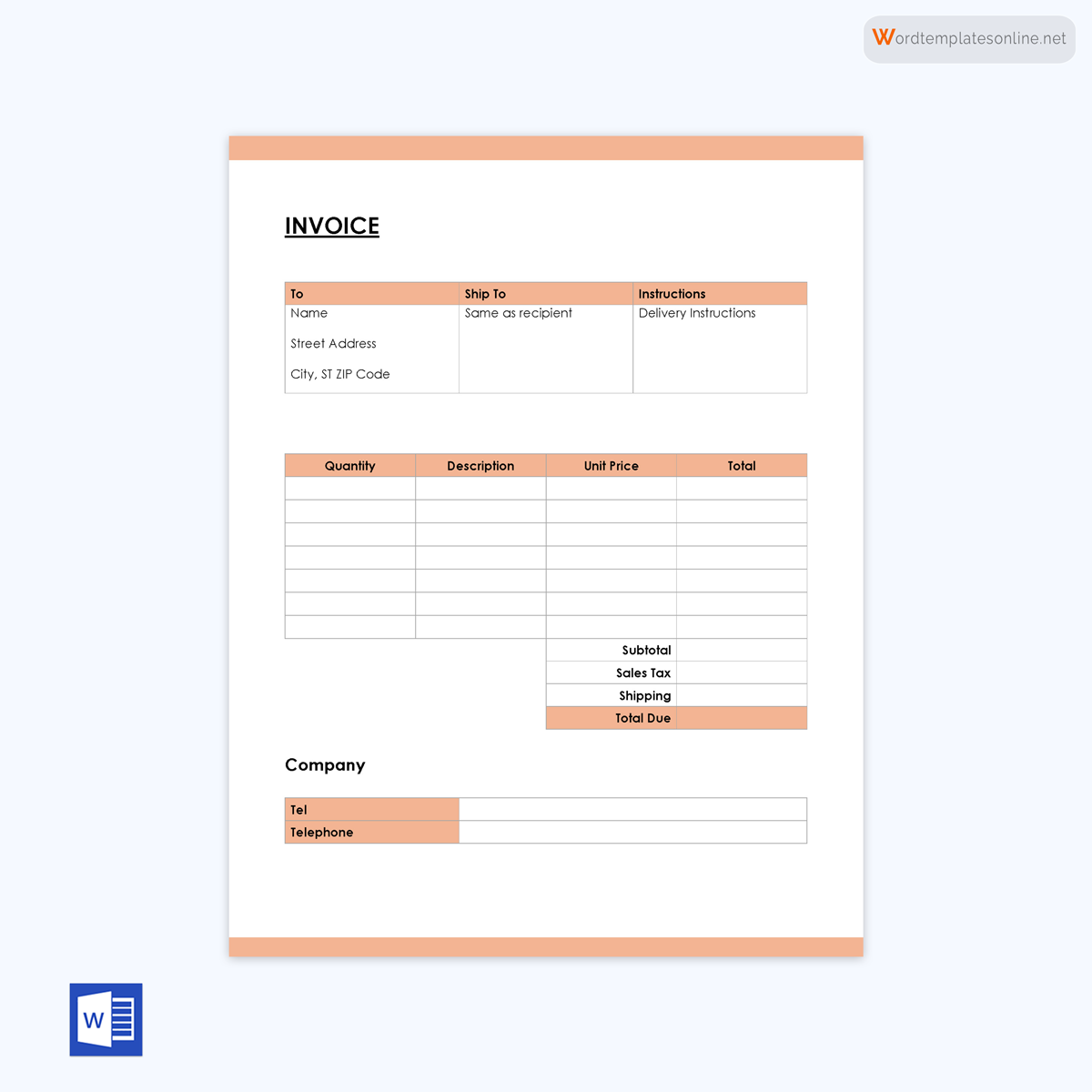 40 Free Blank Invoice Templates Excel Word Edit Print