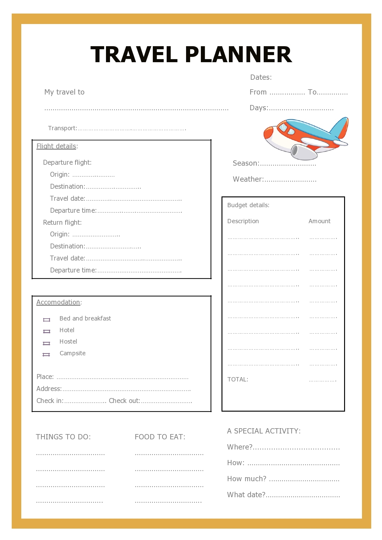 printable trip planner