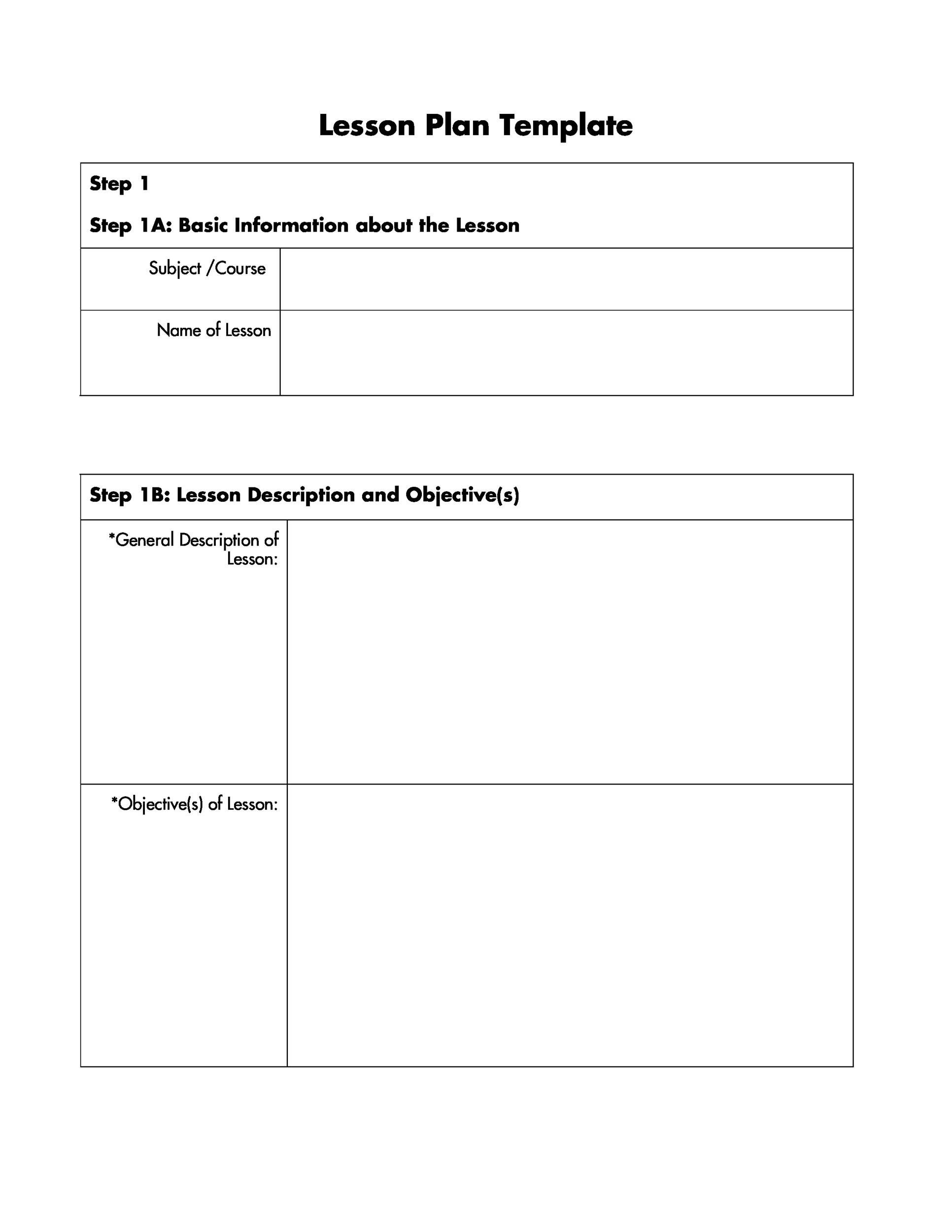 printable lesson plan template