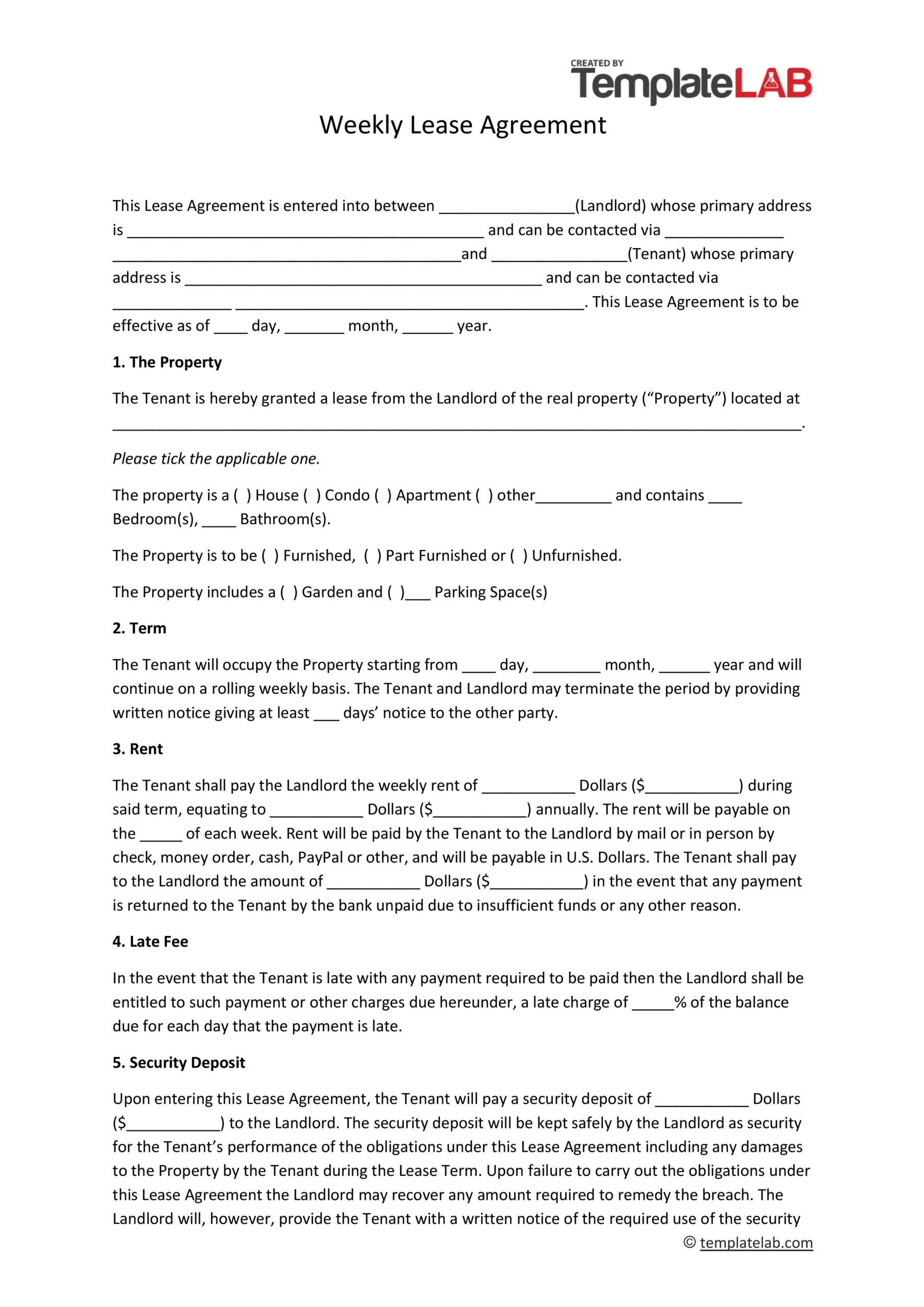 printable lease agreement template