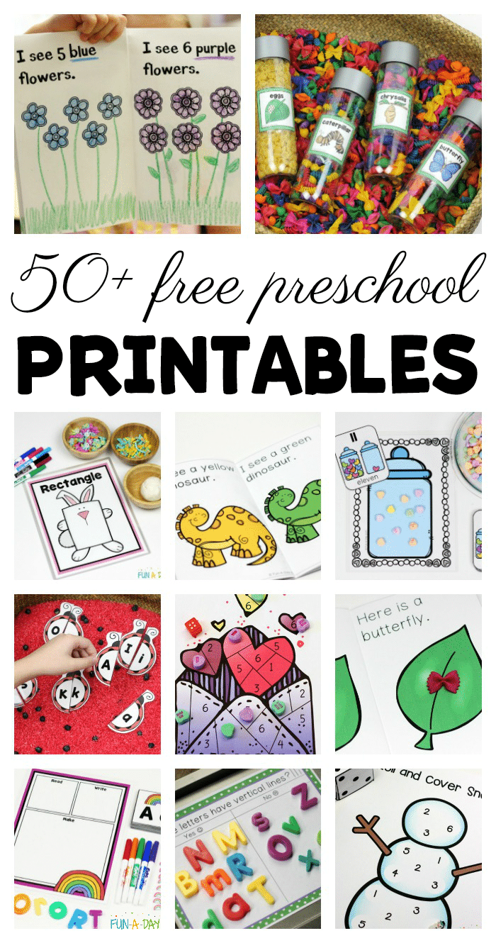 free preschool learning printables