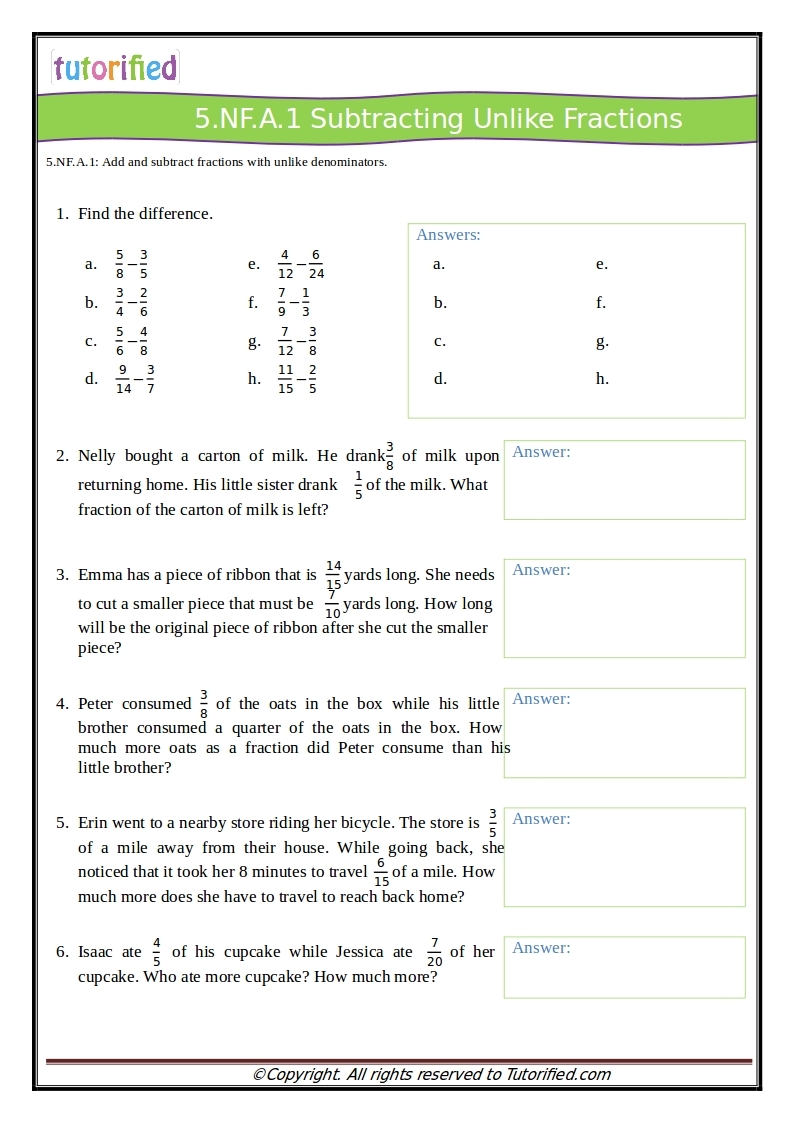 fifth grade math worksheets
