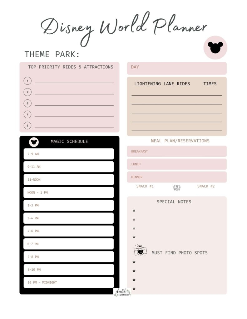 7 Day Disney World Itinerary With Free Disney Planning Printables