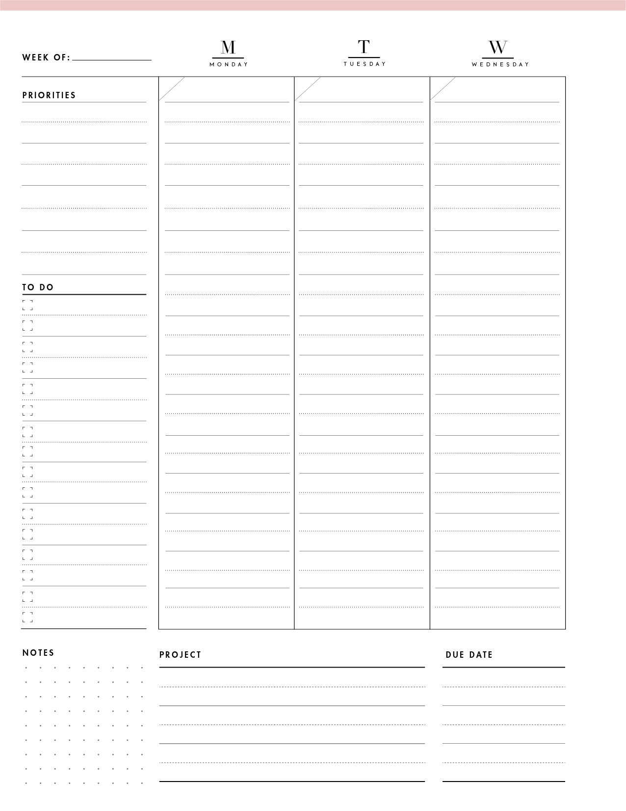 fill in blank 7 day printable weekly schedule template