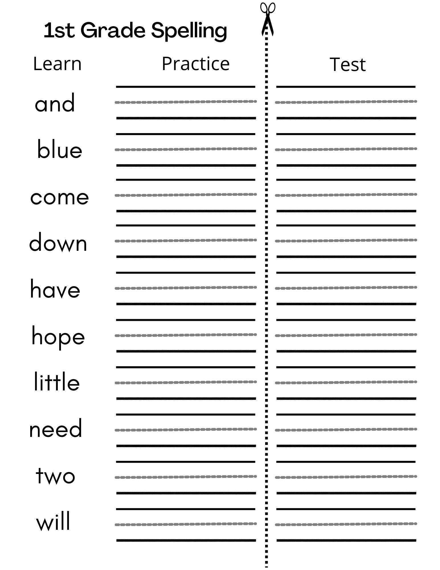 8 Printable First Grade Spelling Writing Worksheets Etsy Canada