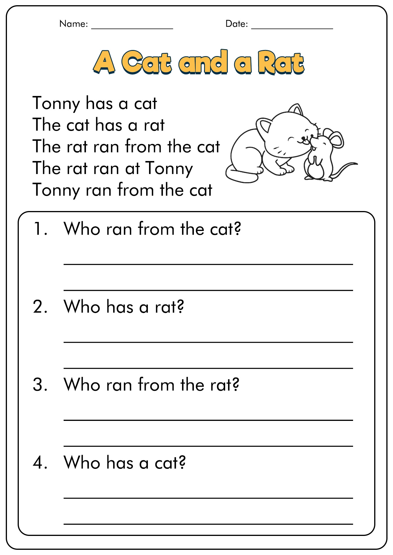 9 First Grade Reading Comprehension Worksheets Free PDF At Worksheets Library