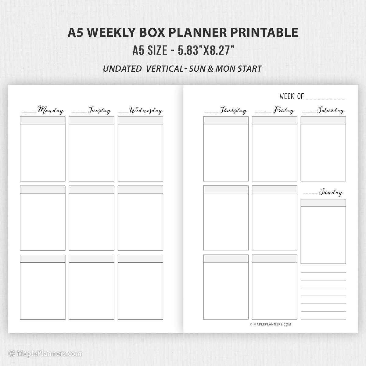 A5 Planner Printable Inserts A5 Weekly And Monthly Planner Inserts Worksheets Library