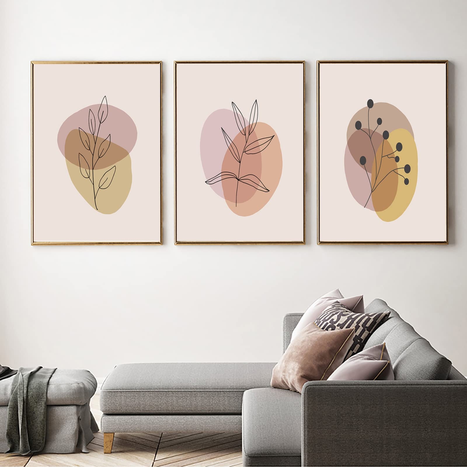 Abstract Minimalist Wall Pictures Line Flower Scene Posters And Art Prints Boho Geometry Canvas Painting Pictures For Living Room Wall Decoration 50 X 70 Cm X 3 Unframed Amazon de Home Kitchen