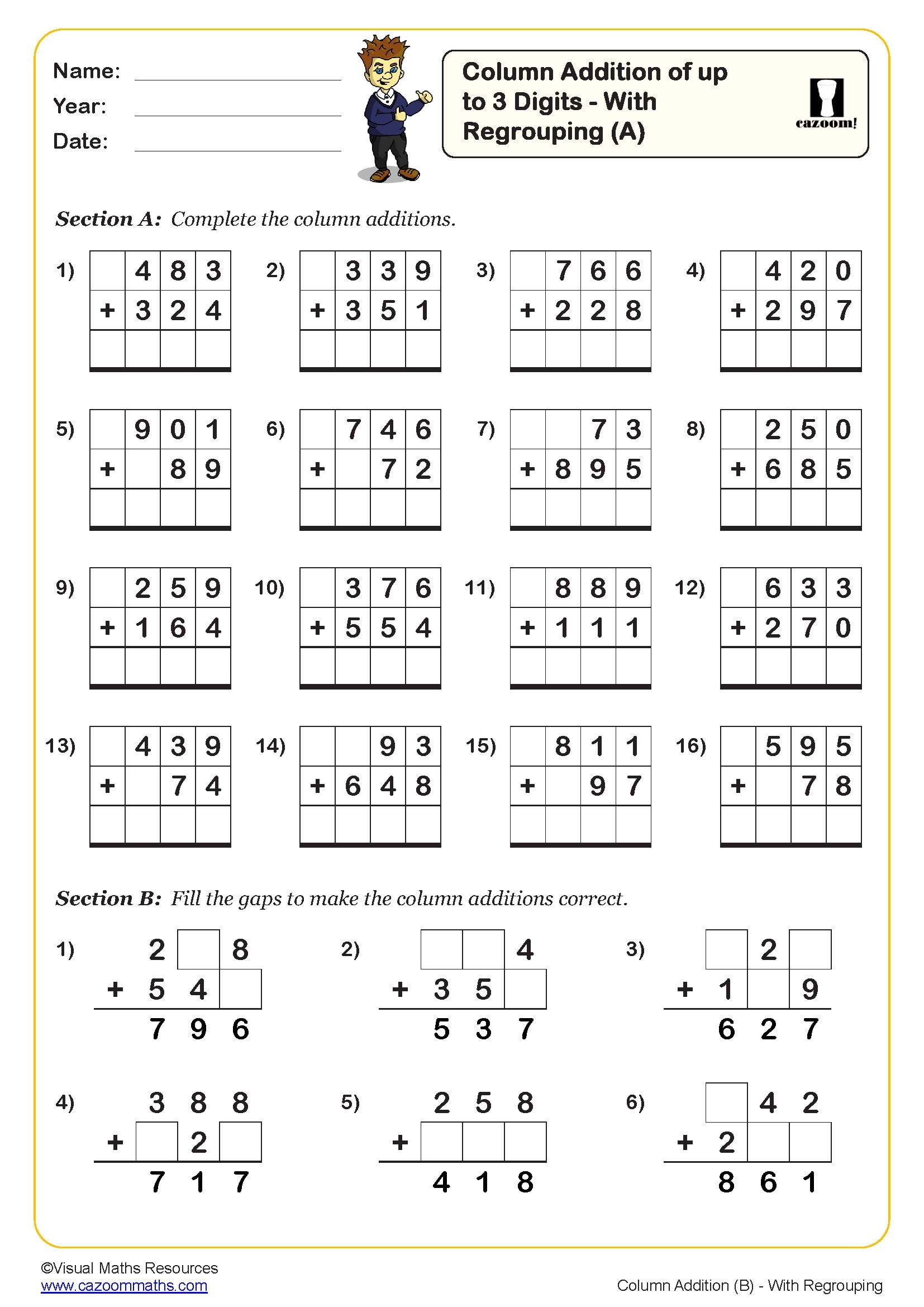 Add And Subtract Numbers Mentally Worksheet A Fun And Engaging Year 3 PDF Worksheets