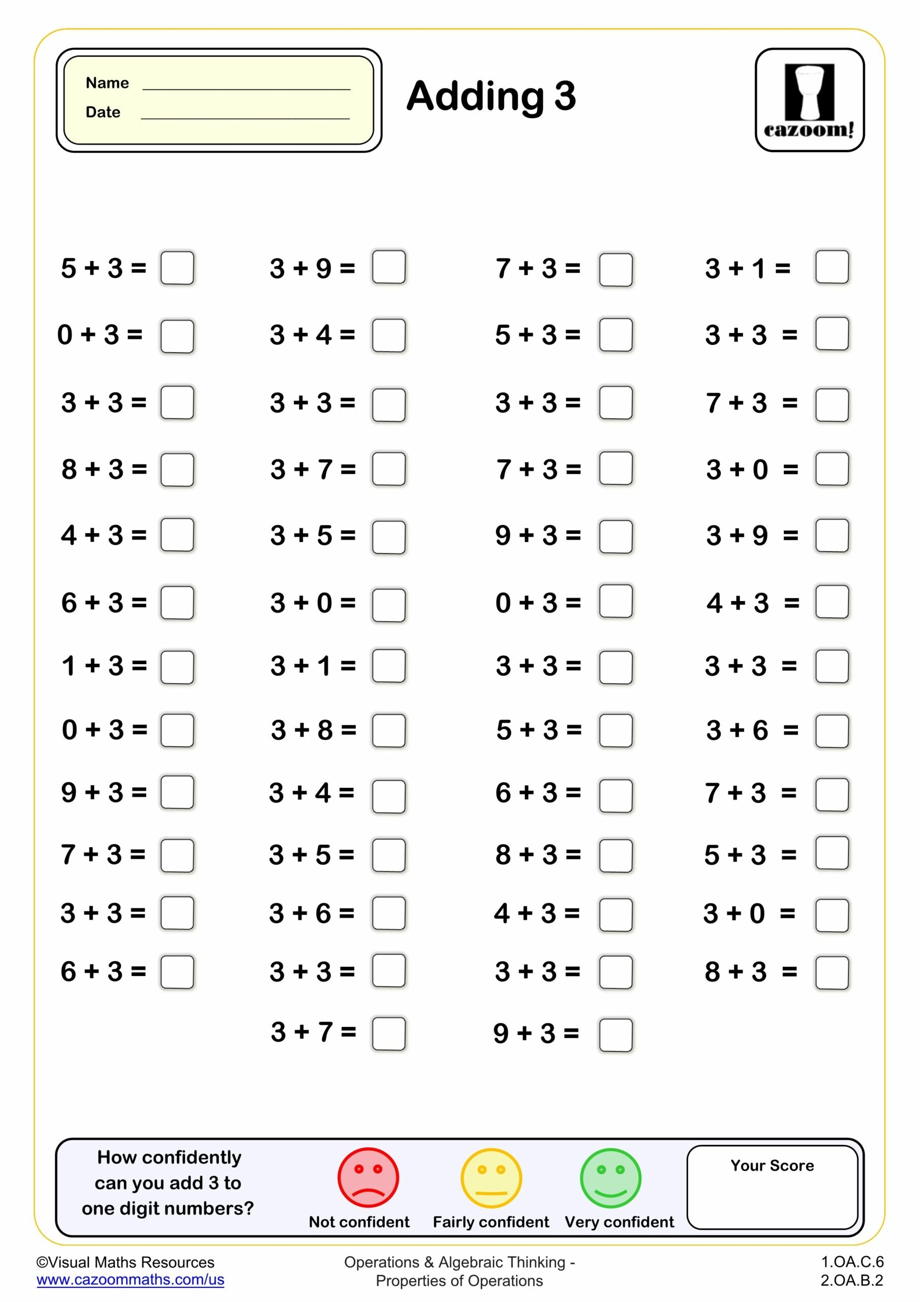 Adding 3 50 Questions Fun And Engaging 1st Grade PDF Worksheets Cazoom Math Adding 3 50 Questions Fun And Engaging 1st Grade PDF Worksheets Cazoom Math