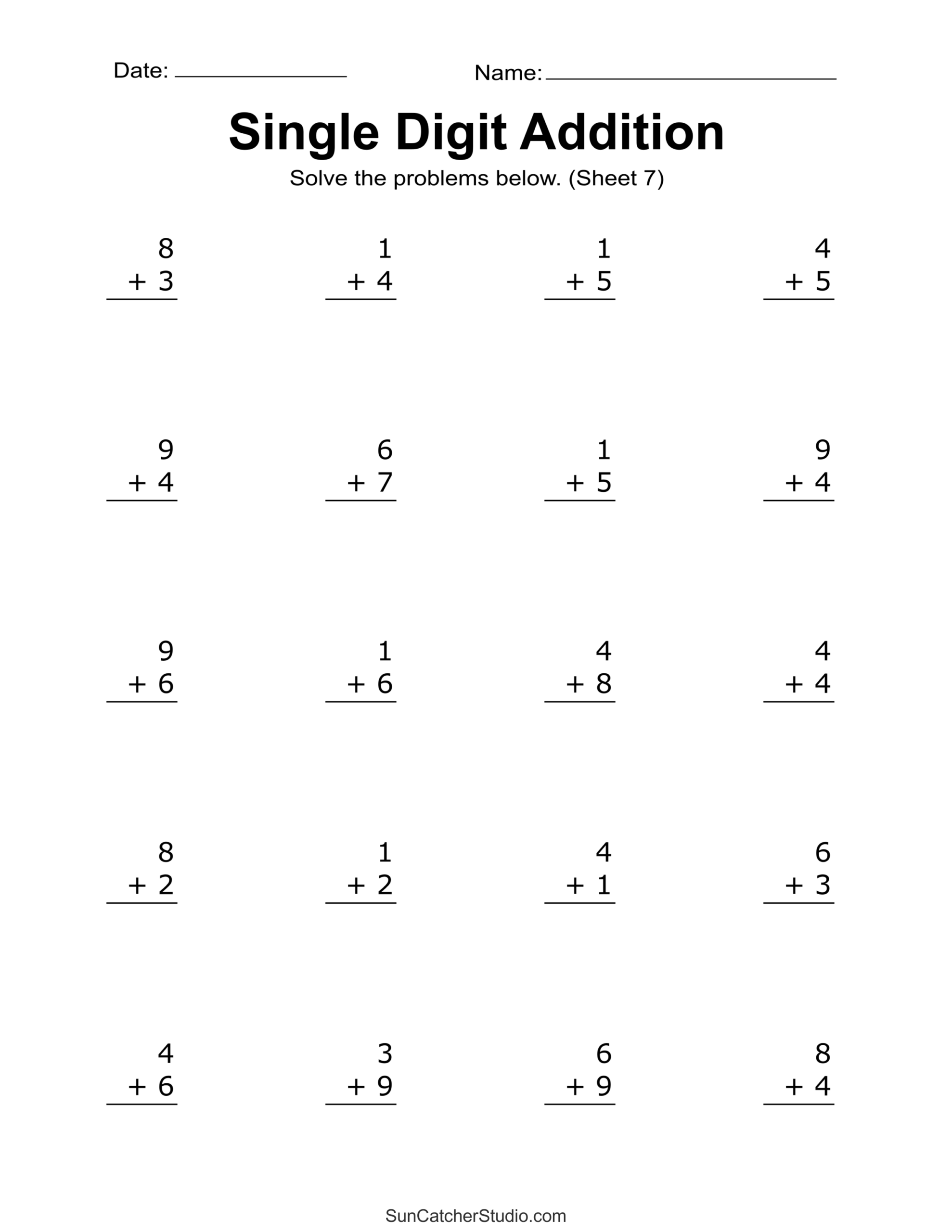 math pages for 1st graders to print