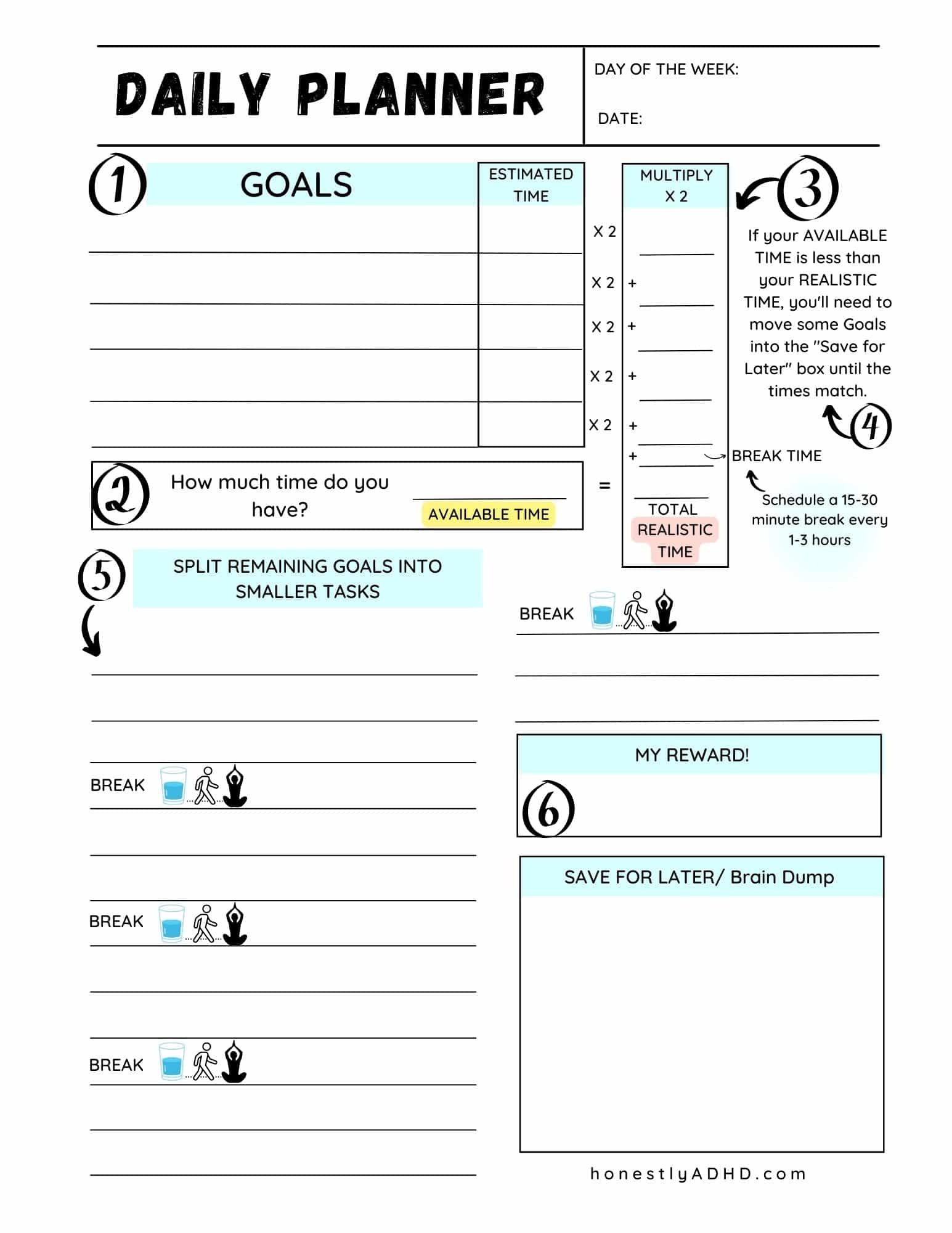Adhd Printable Planner Printable Bingo Cards
