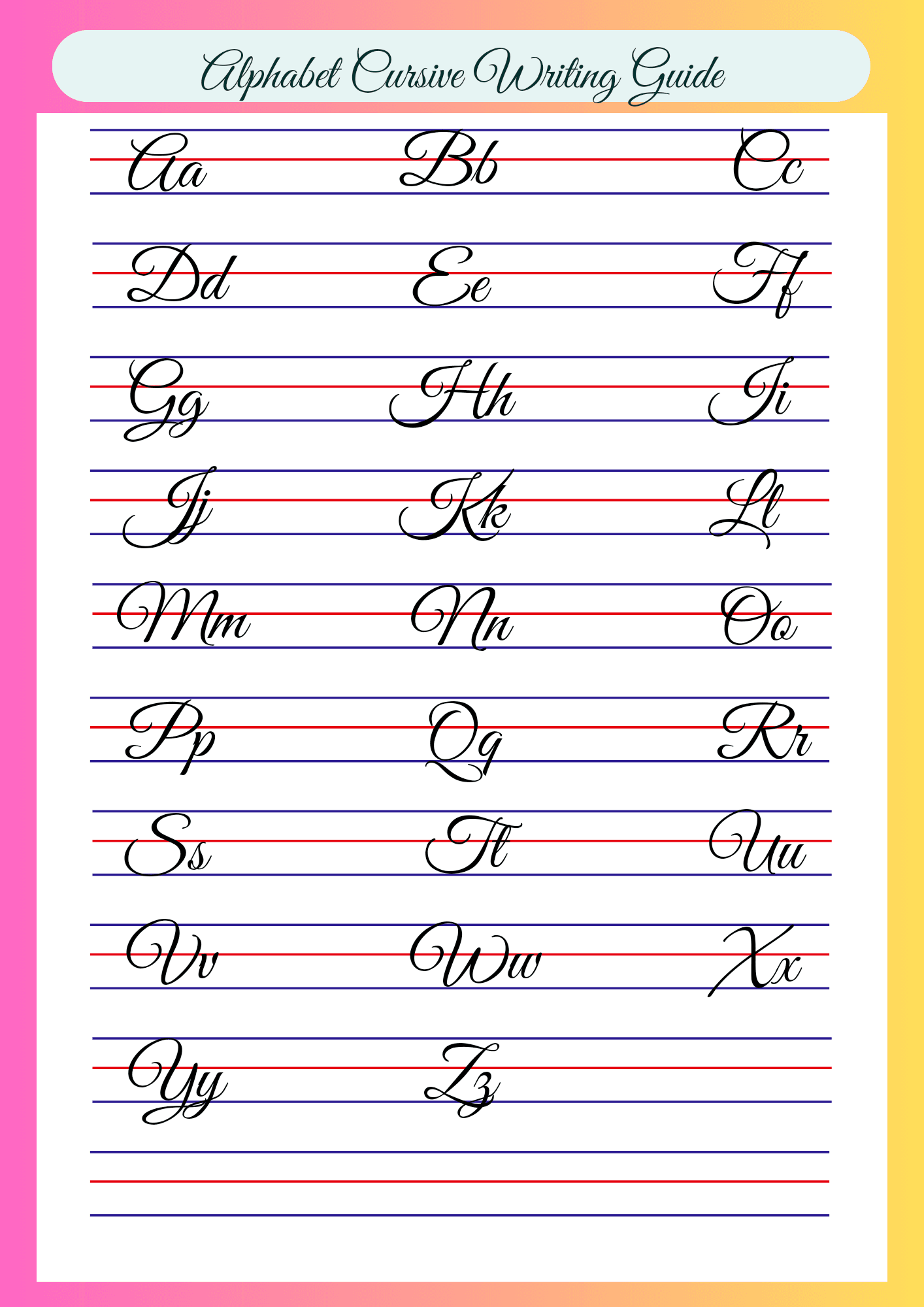 Alphabet Cursive Writing Guide By Catherinearcon Raket PH
