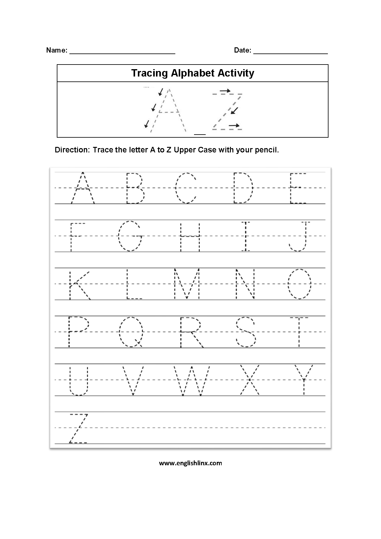 Alphabet Worksheets Free Printable A Z Alphabet Practice