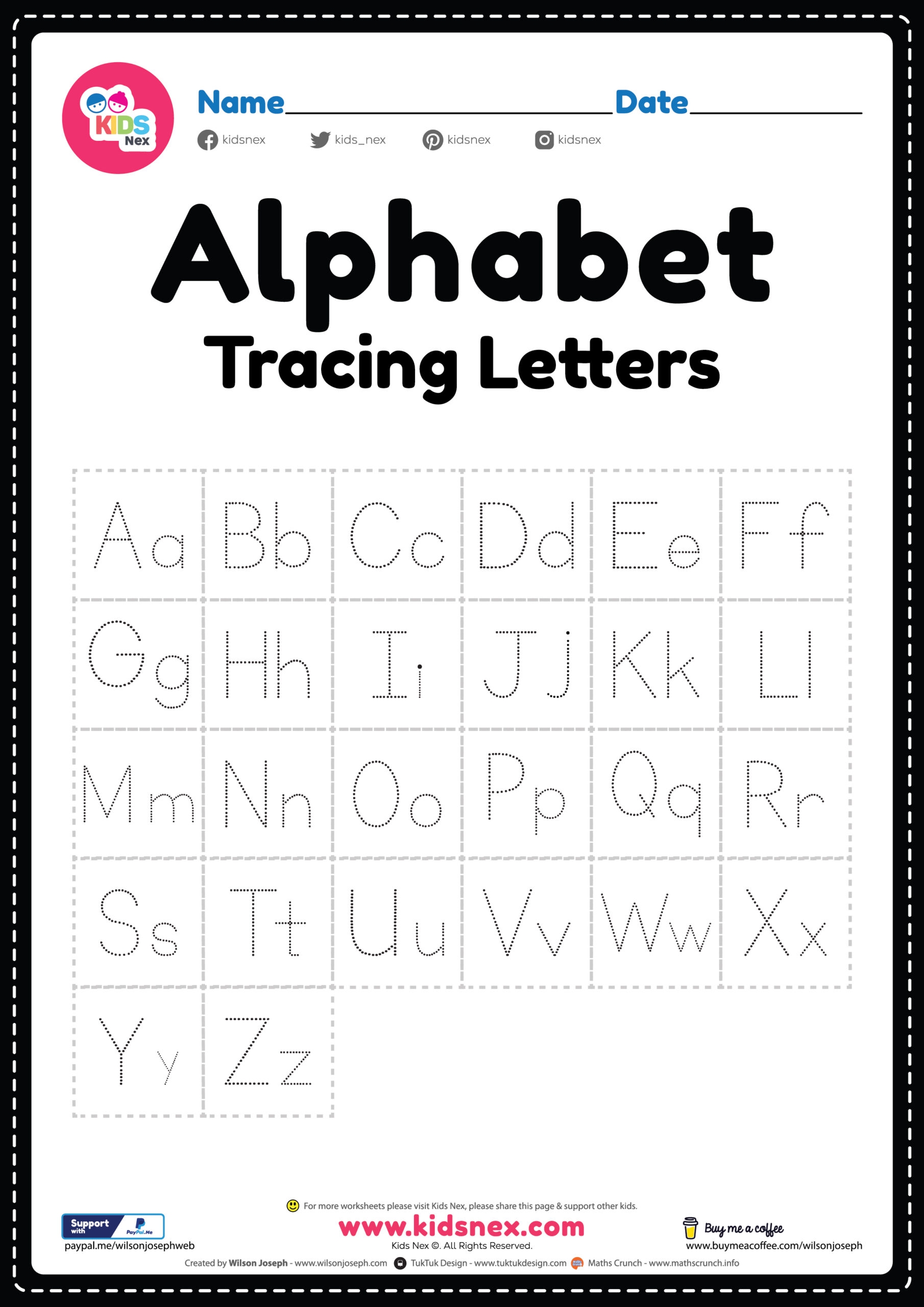 worksheet for nursery alphabets