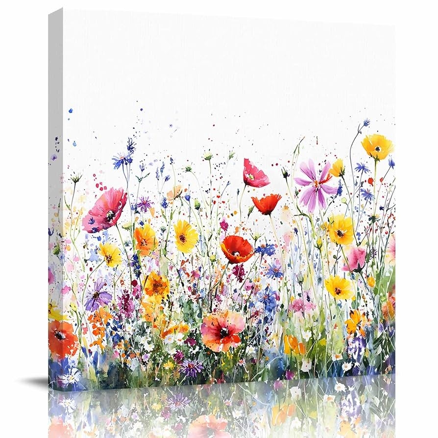 Amazon 8x8 Inch Wall Prints Giclee Canvas Painting Spring Farmhouse Floral Abstract Oil Painting Flowers White Painting Pictures Print On Canvas Framed Wall Art Modern Artwork For Home Decorations Posters 