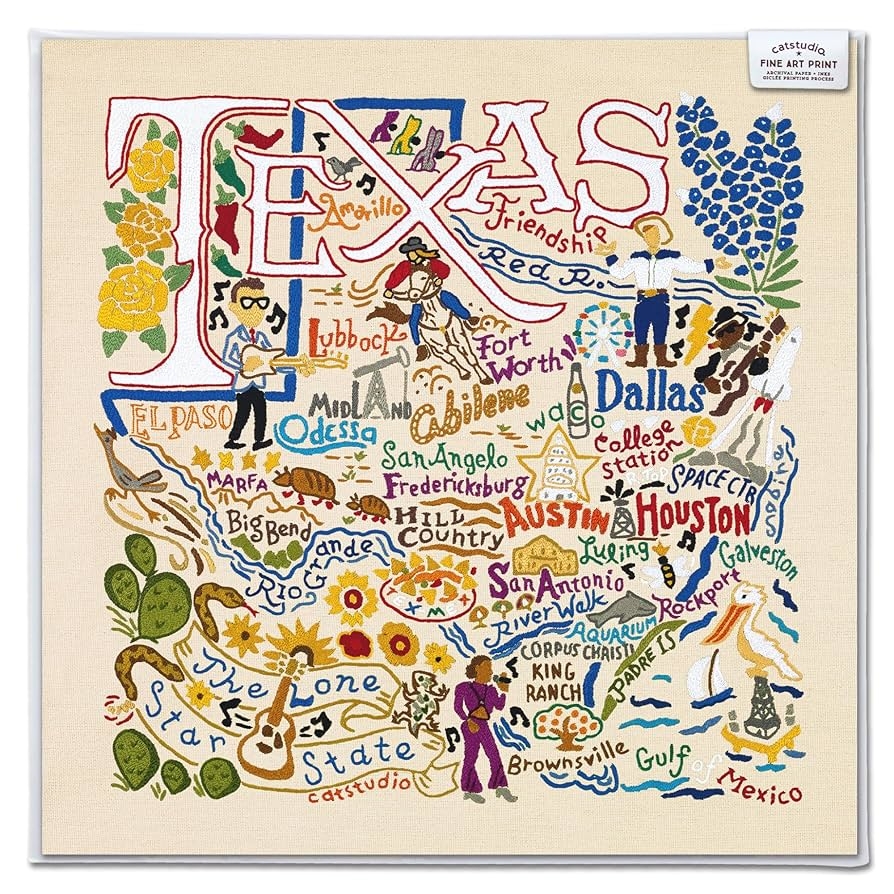 Amazon Catstudio Texas Fine Art Print 8x8 Geography Inspired Gallery Wall Art Posters Prints