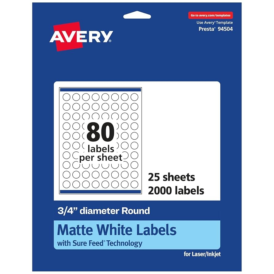 Avery 2 000 Labels Round Matt White With Secure Trap 3 4 Diameter Matt White Printable Labels Amazon de Everything Else