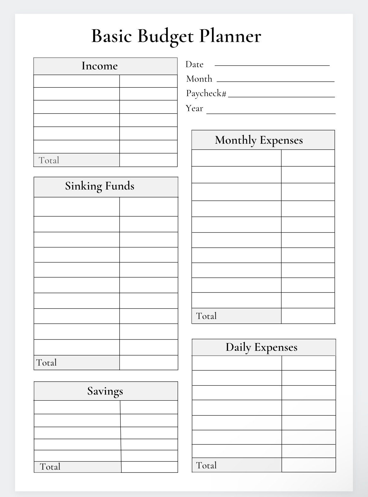 budgeting planner printable