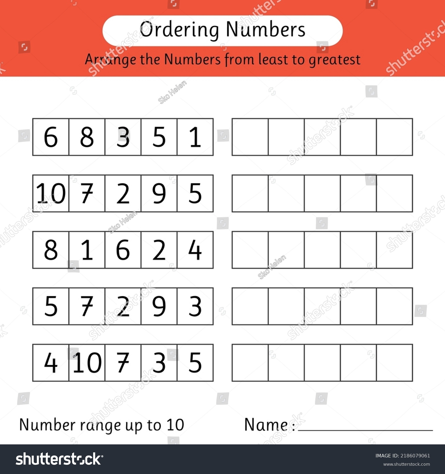 Bestellnummern Arbeitsblatt Ordnen Sie Die Zahlen Von Stock Vektorgrafik Lizenzfrei 2186079061 Shutterstock