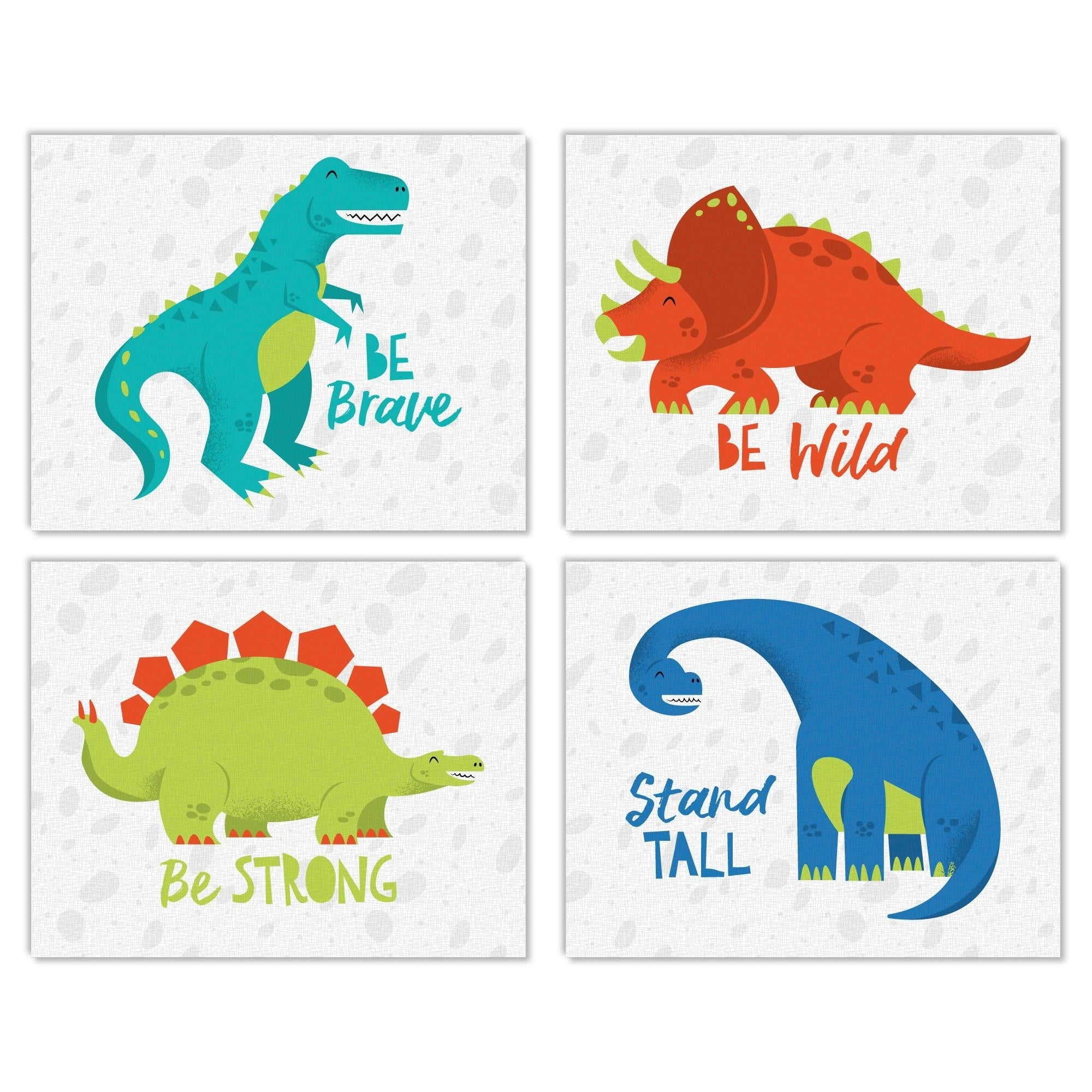 Big Dot Of Happiness Roar Dinosaur Unframed Dino Trex Nursery And Kids Room Linen Paper Wall Art Set Of 4 Artisms 8 X 10 Inches Walmart