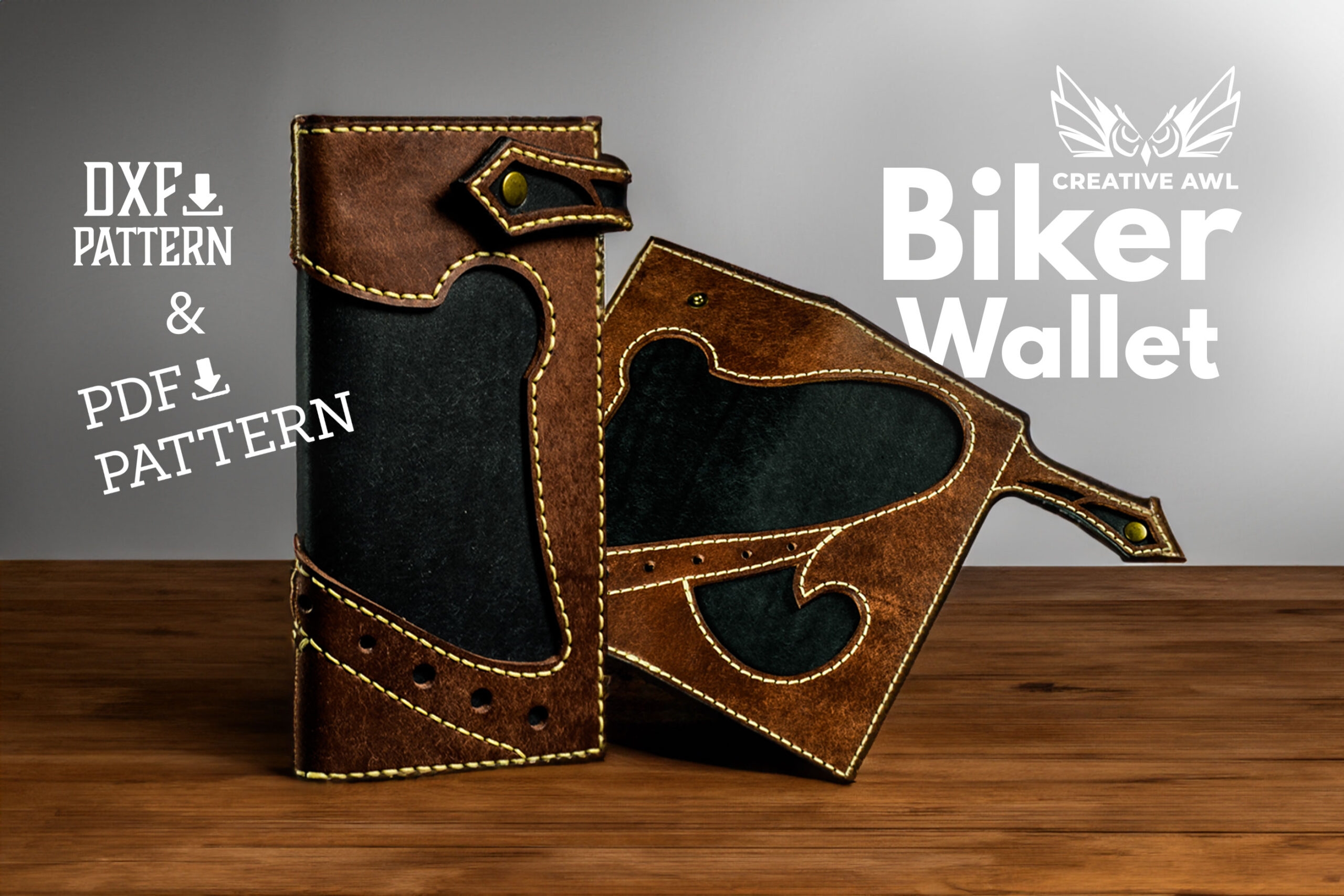 Biker Wallet PDF DXF Pattern Creative Awl Studio