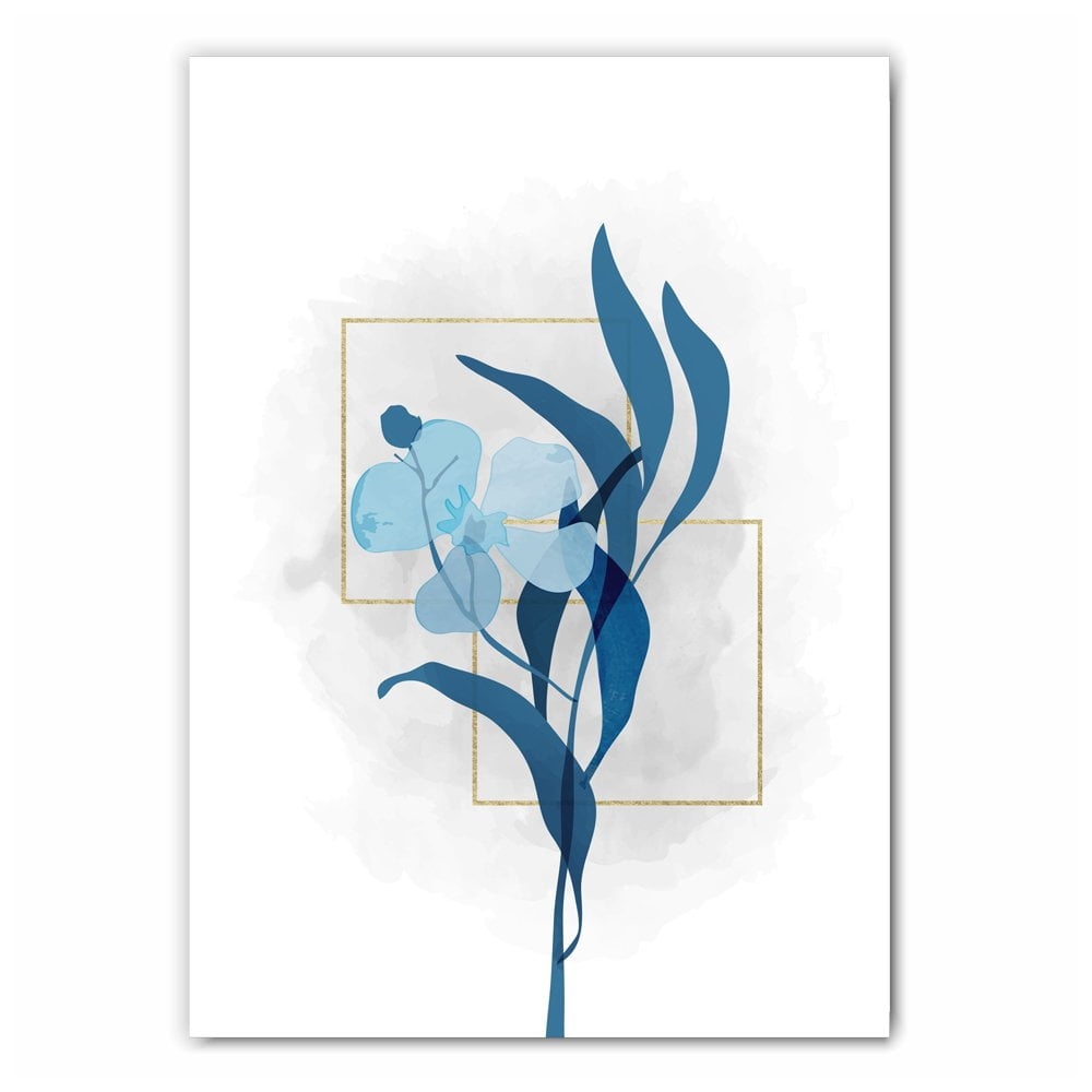 Blue Flower Wall Art Print With Free UK Delivery Saffa Designs