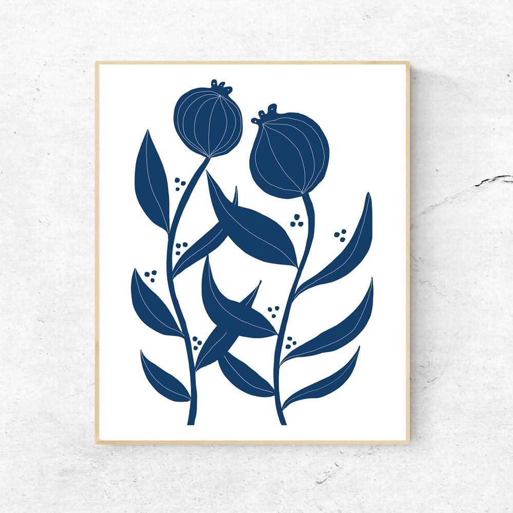 Blue Flowers Modern Wall Printable Art